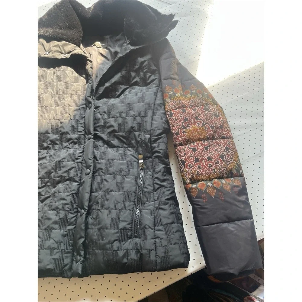 Desigual Komoderi Coat Black Puffer Parka Jacket Women's 38